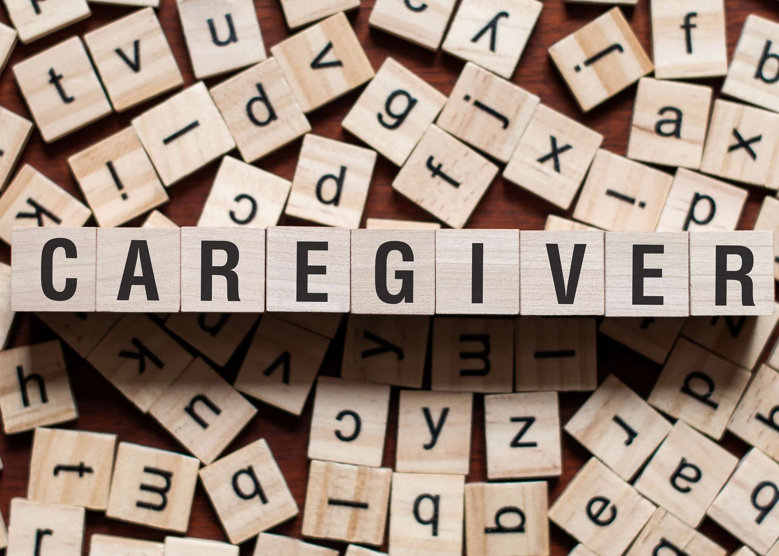 Blocks with letters that spell "Caregiver"